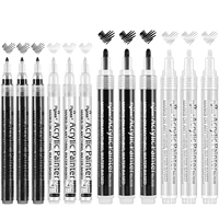 acrylic paint pens black and white marker pen 0 7 mm extra fine 3 mm medium tip waterproof art markers for rock painting