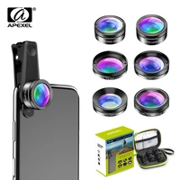 apexel 6 in 1 mobile phone camera lens wide angle macro lens fish eye lens cplstar filter nd32 for iphone huaweall smartphones