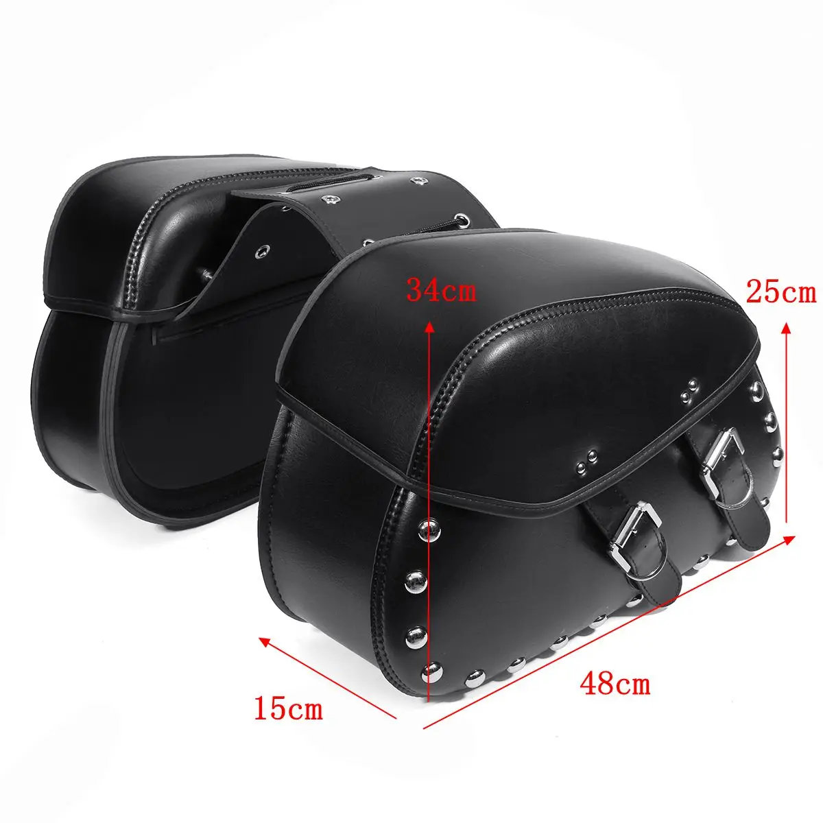 

Pair Universal Motorcycle Saddlebags Leather Luggage Storage Tool Pouch Side Bag