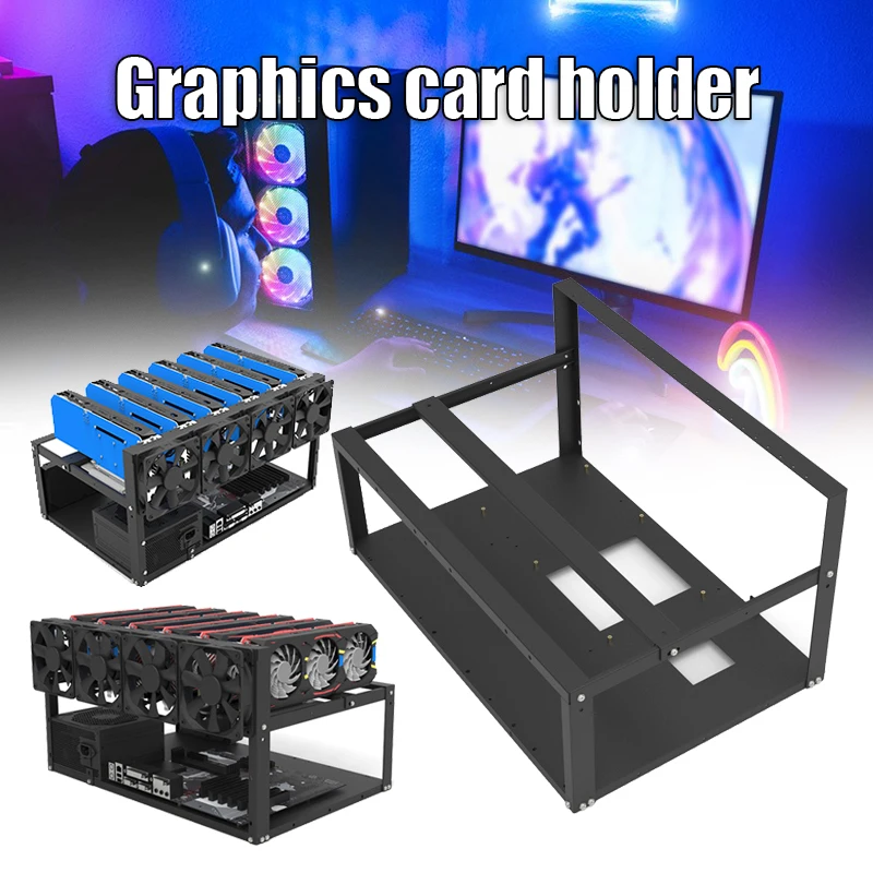 

Open Mining Rig Frame for 6/8 GPU Mining Case Rack Motherboard Bracket Ether Accessory Tool In Stock
