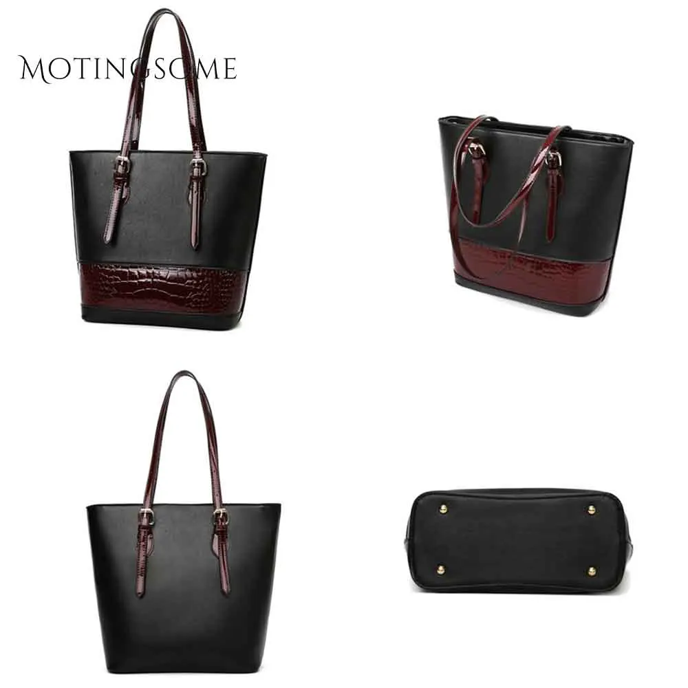 Женская сумка тоут из крокодиловой кожи в стиле пэчворк качественная кожаная