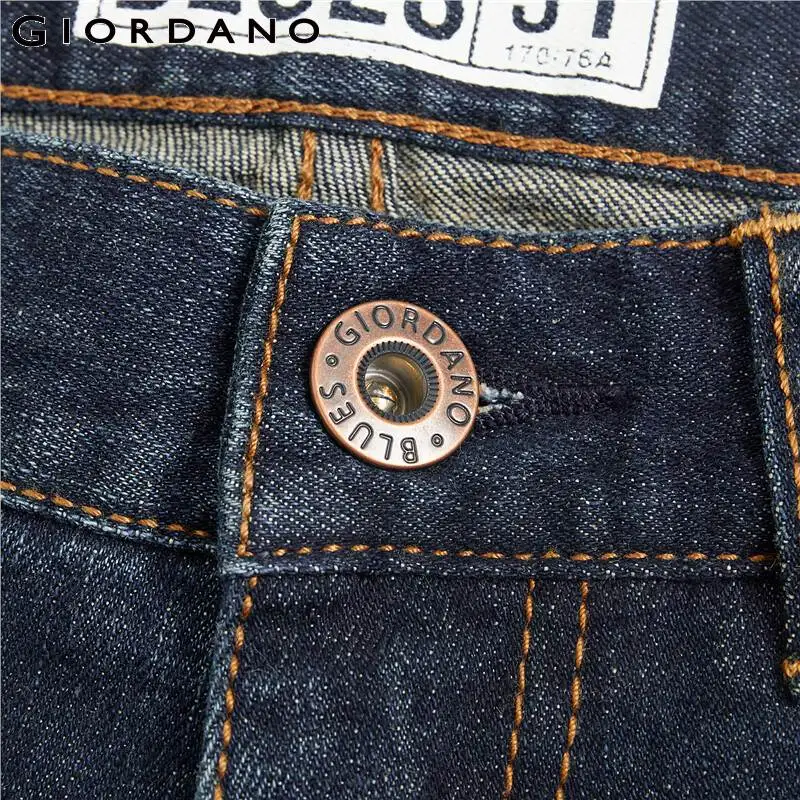 Giordano Men Denim Jeans Men Cotton Polyester Quality Blended Fabric Denim Jeans Men Stretchy Zip Closure Mid Rise Jeans Hombre
