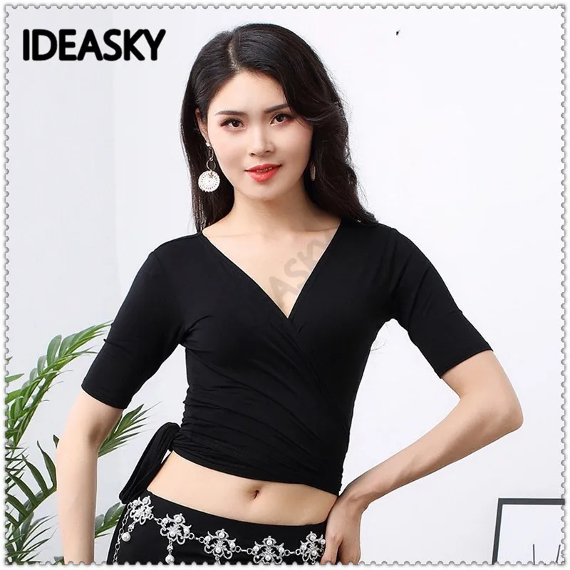 Женский укороченный костюм для танца живота с v образным вырезом