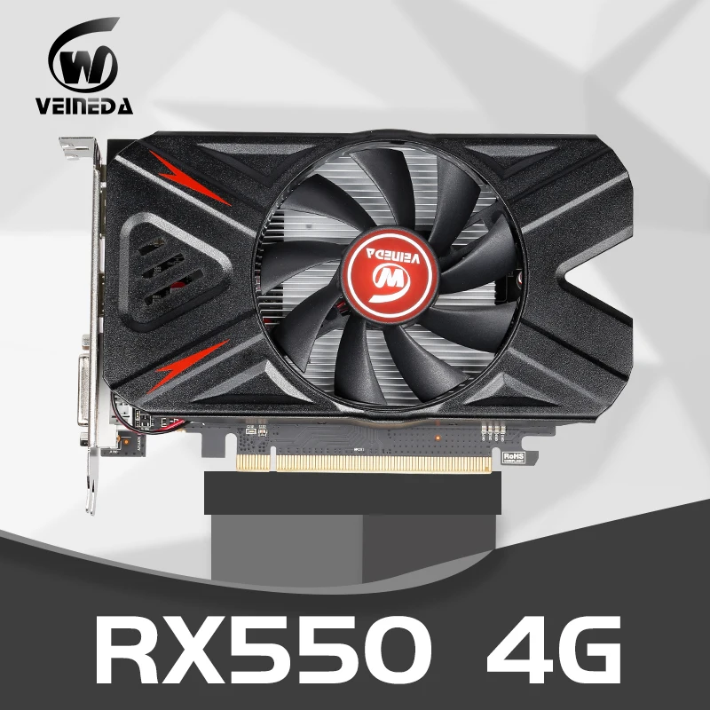 VEINEDA RX550 4 Гб GDDR5 128bit PCI E 3 0 DisplayPort DVI D 1183/5000 МГц Графика карты для nVIDIA Geforce