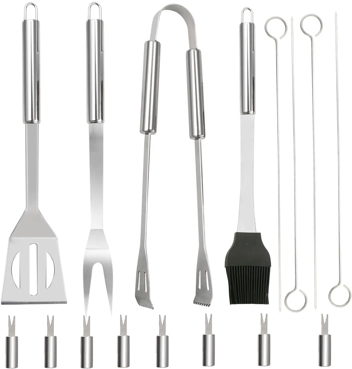 BBQ Grill Tools Set Stainless Steel Spatula Fork Basting Brush Tongs Barbecue Grilling Utensil Accessories Cooking Kit |
