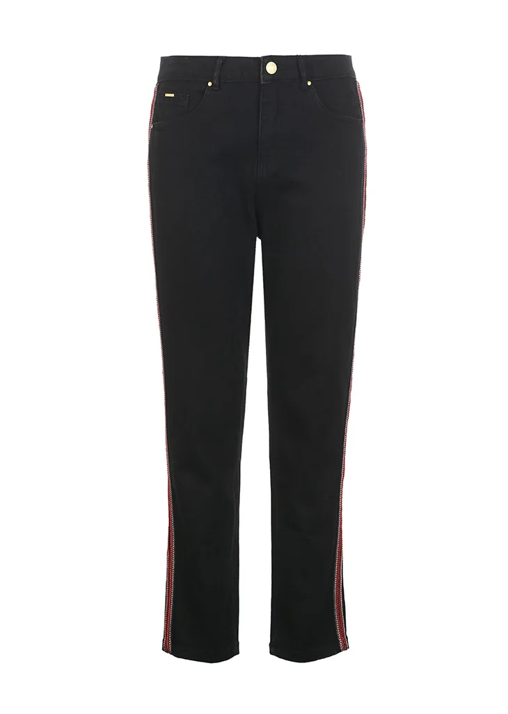 Vero Moda Новые поступления BF стиль боковые полоски прямые джинсы потертые | 318349577