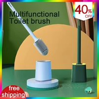 black toilet brush non contact bathroom set silicone brush bathroom accessories kit with brush stand household cleaning tools