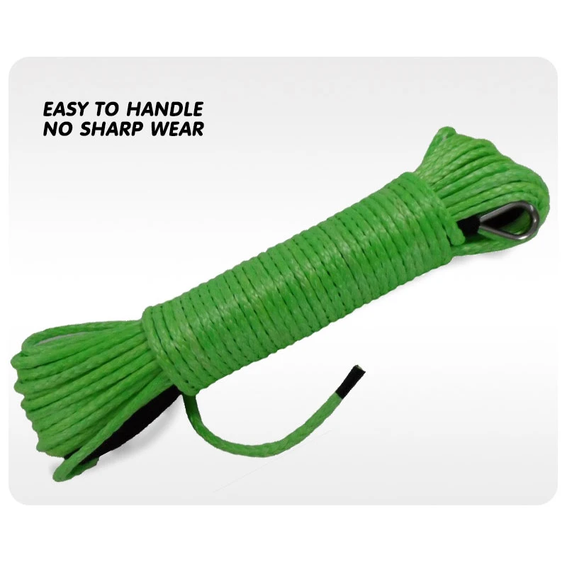 Зеленая 5 мм * 15 м синтетическая лебедка вездеходная трос лебедки для вездеходов - Фото №1
