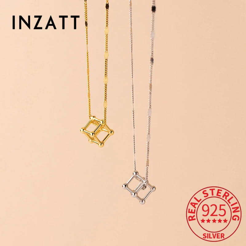 

Чокер INZATT из настоящего стерлингового серебра 925 пробы с квадратной подвеской геометрической формы женское ожерелье в стиле хип-хоп ювелир...