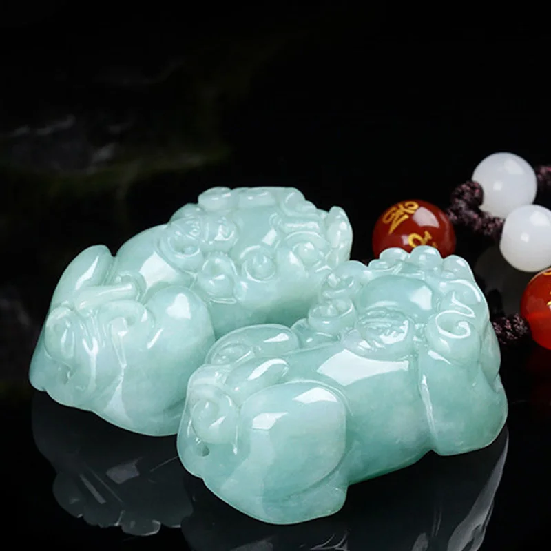 Китайский нефритовый натуральный Бирма Jadetite PiXiu кулон счастливый амулет