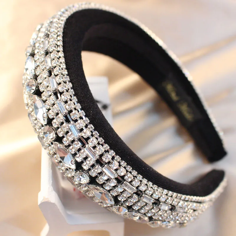 

44 Styles Luxury Baroque Sparkly Padded Rhinestones Headbands Full Crystal Hairbands Wide Headwear White Hair Accessories Women
