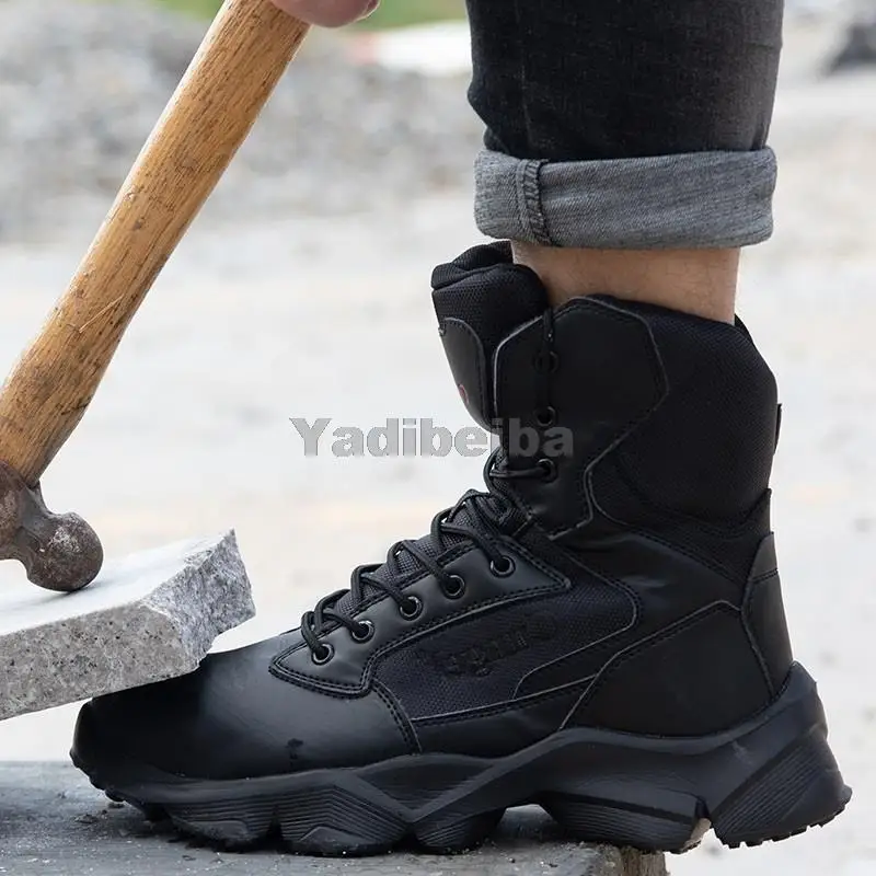 Зимняя защитная обувь мужские ботинки со стальным носком, защитная обувь, военные ботинки, Противоударная рабочая обувь, легкие защитные бо... от AliExpress WW