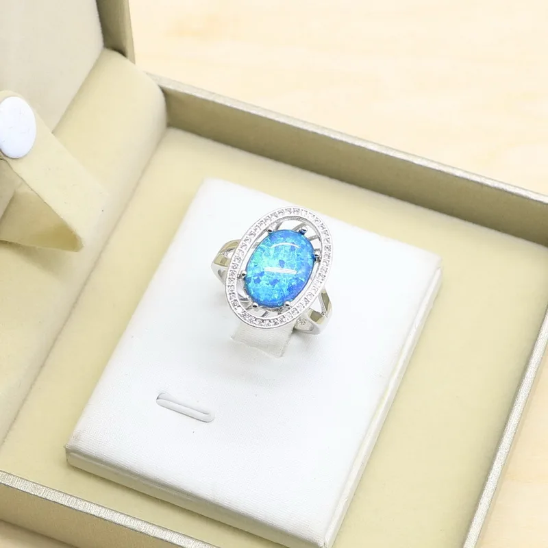 Роскошный комплект свадебных украшений из стерлингового серебра 925 пробы с Синим