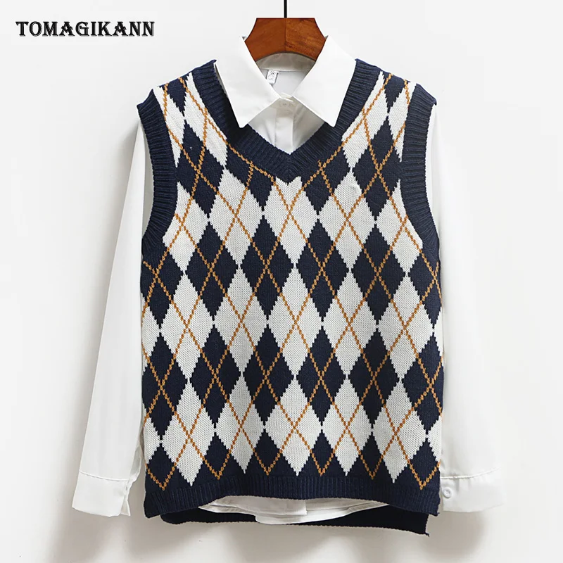Женский трикотажный жилет корейский пуловер с V-образным вырезом без рукавов 2020 |