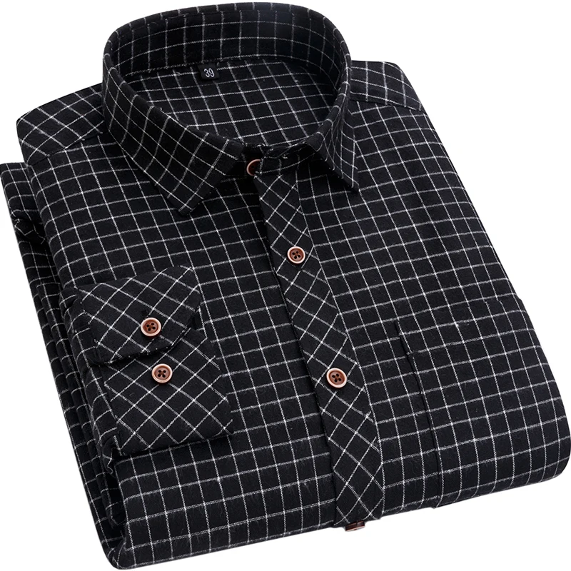 Мужская рубашка в клетку с длинным рукавом полоску хлопок весна осень 2020