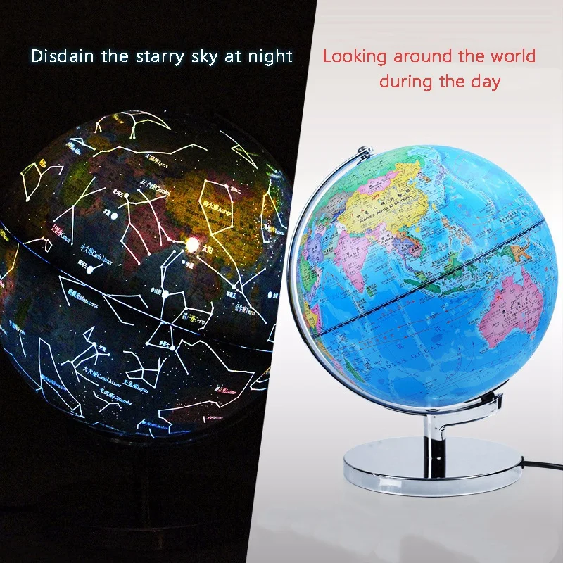

PPYY-25cm Luminous Constellation Globe, World Globe, LED World Map Globe with Night Light, Learning Tool,Children'S Gift