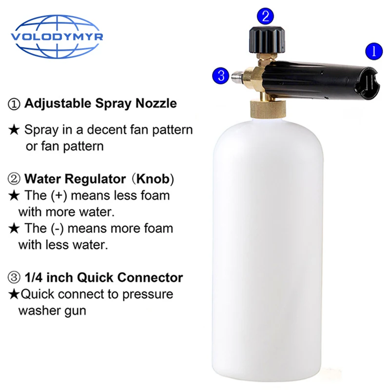 Цена Пенная насадка высокого Давление пенный пистолет Cannon все Пластик Портативный образователь пены сопла шайбы автомобиля Мыло опрыскиватель ...