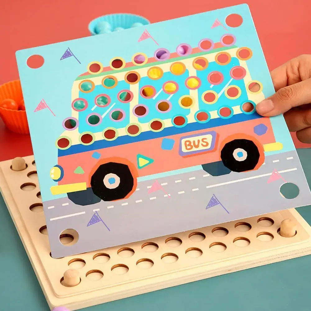 

Montessori Kids Toy Hands Brain Training Clip Beads Board Math Beads Game Education Early Peg Wooden Toy Baby Board Puzzle W2O2
