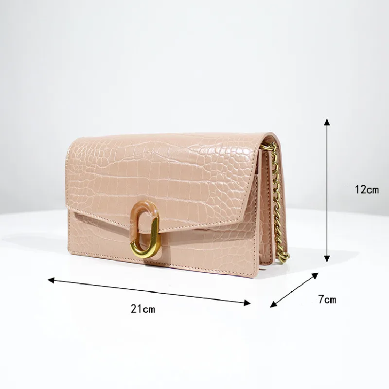

2021 Handbags New Crocodile Pattern Stitching Buckle Long Wallet Ladies One-Shoulder Chain Crossbody Flap Small Square Bag