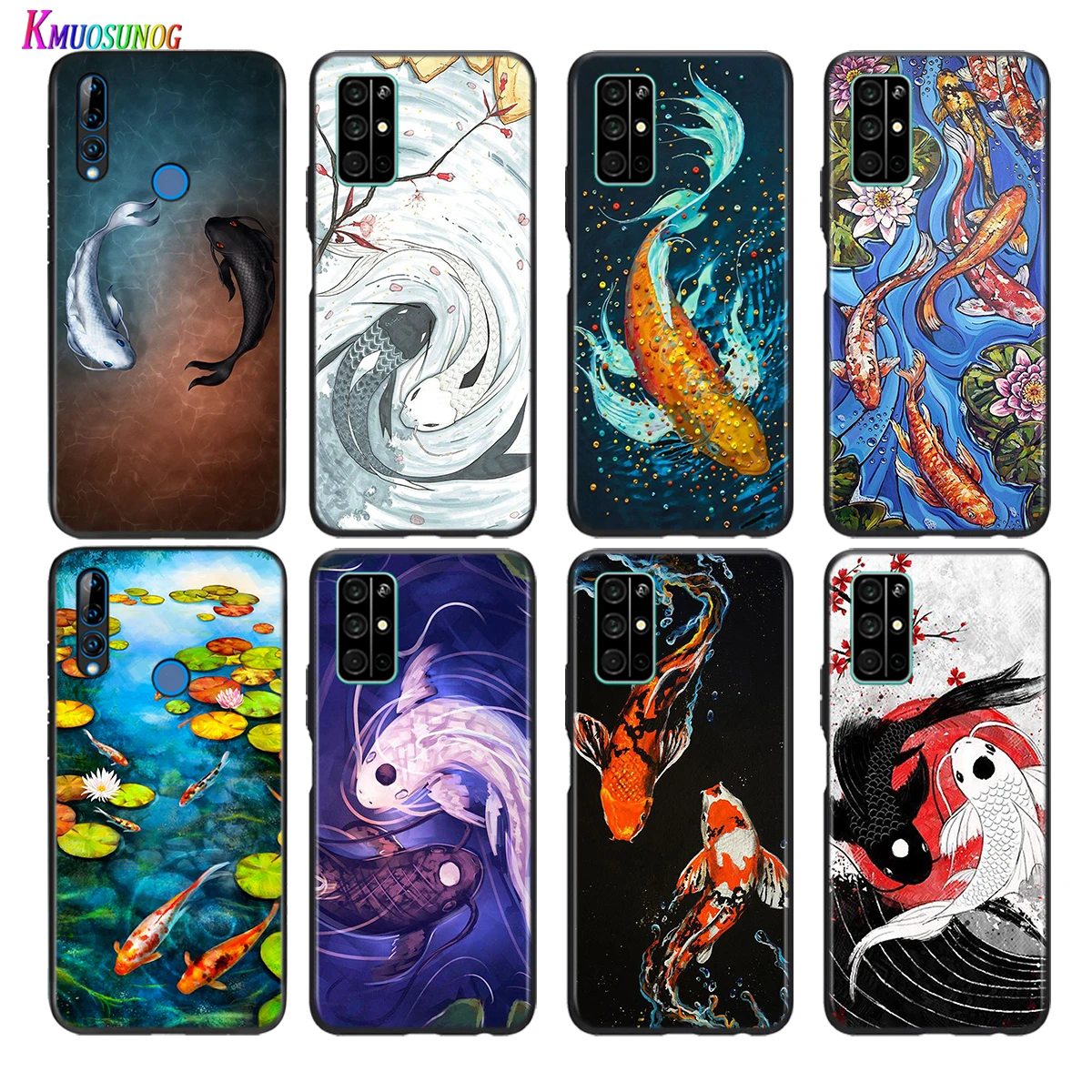 

Koi Fish Yin Yang Art Silicone Cover For Honor 30 30S V30 V20 9N 9S 9A 9C 20S 20E X10 20 7C Lite Pro Plus Phone Case