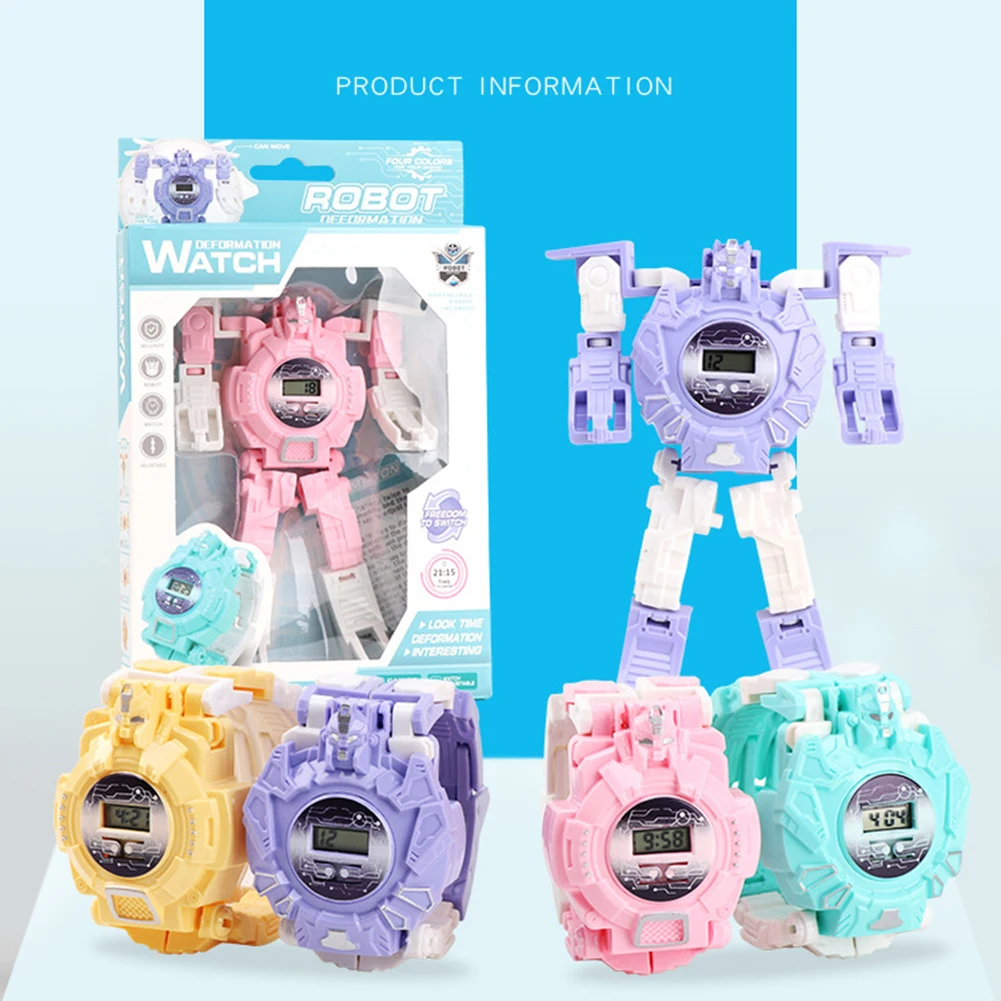 Детские креативные электронные часы трансформеры 2 в 1 наручные с героями