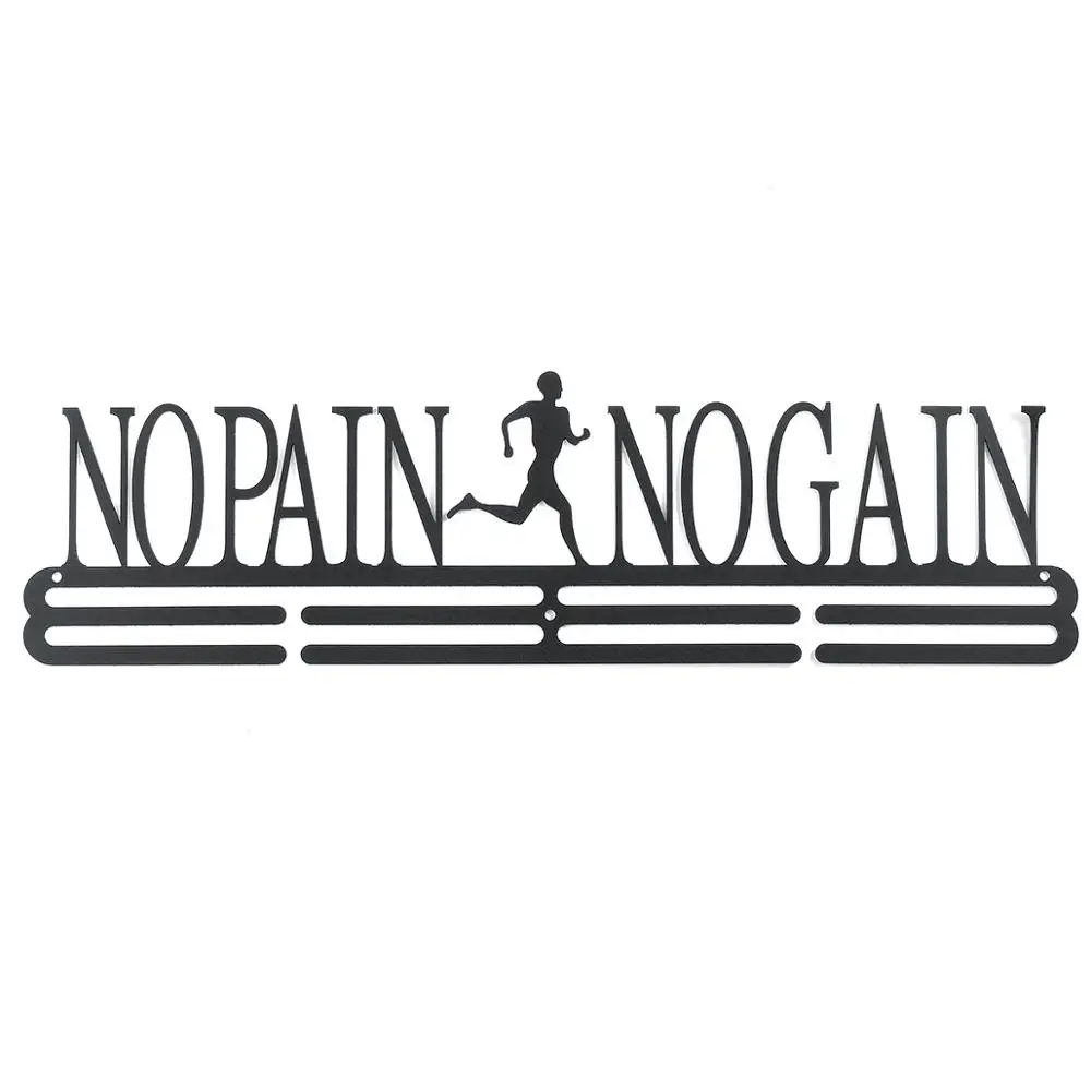 No Pain No Gain Нержавеющая сталь медаль Вешалка медаль держатель дисплей стойка Бег Плавание гимнастика марафоны велосипед Спорт медаль подарок украшение - Цвет: No Pain No Gain
