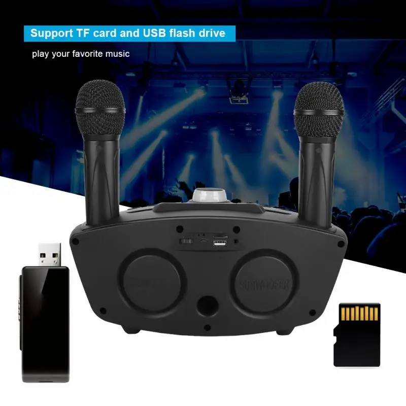 Promotion--Portable Bluetooth Ktv Karaoke Player Home Wireless Amplifier Speaker Support Tf Card Fm Aux Input Outdoor Bluetoot