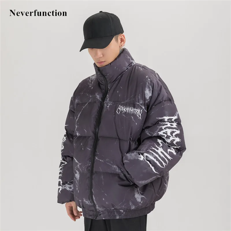 Мужская Зимняя Толстая теплая негабаритная ветрозащитная куртка с принтом