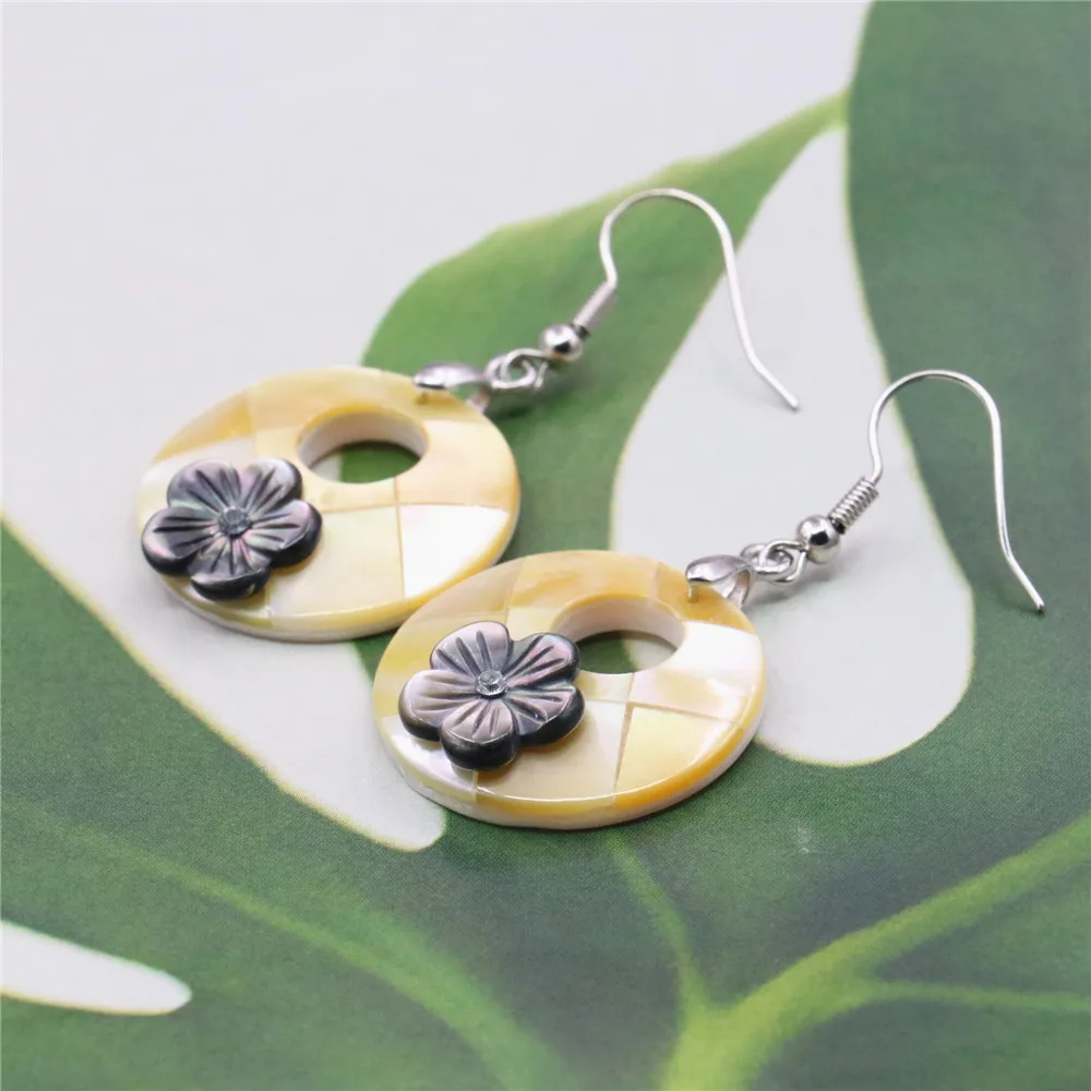 Выход Мода желтый новый натуральный ушка в виде ракушки круглая инкрустация