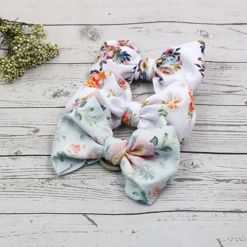 Новое поступление Повязка на голову с бантом и принтом Модный детский головной