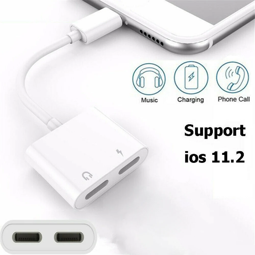 2 в 1 зарядный аудиоадаптер для IPhone 7 8 XS MAX XR 3 5 мм разъем Aux наушники музыкальный