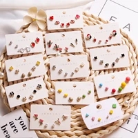 6pcsset 2021 fashion cute animal fruits stud earrings set simple women jewelry earrings holidays gift for kids