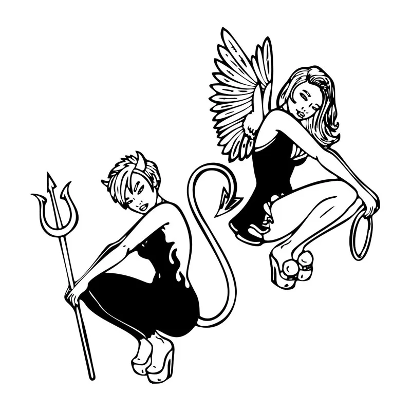 

Sexy Devil Angel Girl Car Sticker Fashion Cartoon Waterproof Decals PVC Body Window Decoration Accessories Sunscreen Decal