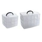 Прозрачный пластиковый органайзер для ювелирных изделий, 3 уровня, 1830 ячеек