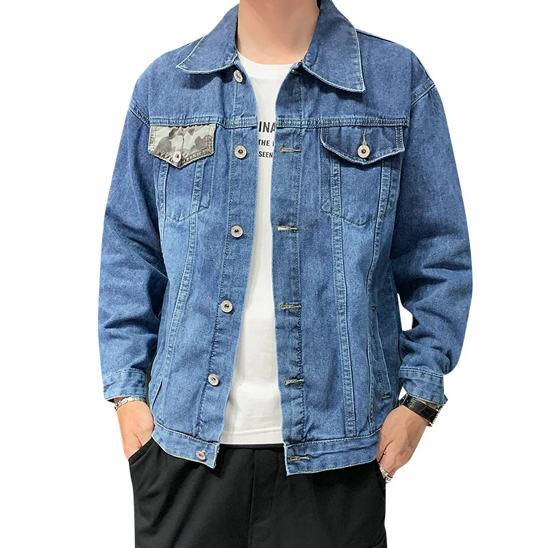 

2020 Men's Autumn New Denim Jacket Youth Color Matching Fashion Slim-Fitting and Handsome Denim Jacket