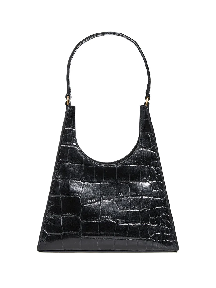 womens retro crocodile geometric shoulder bag soft surface preferred pu leather high texture personalized fashion armpit bag free global shipping