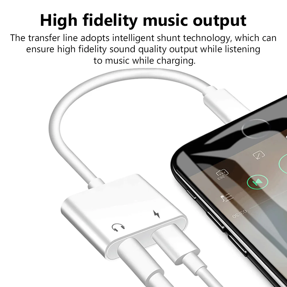 2 In 1 Audio Adapter Charging Earphone Cable For iPhone 11 12 Pro Max xXS Aux Jack Headset Lighting 3.5mm To Headphone Splitter | Мобильные