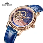 Риф ТигрRT Лидирующий бренд Роскошные женские автоматические часы из розового золота синий механические часы турбийон моды для мужчин и женщин, часы в стиле унисекс