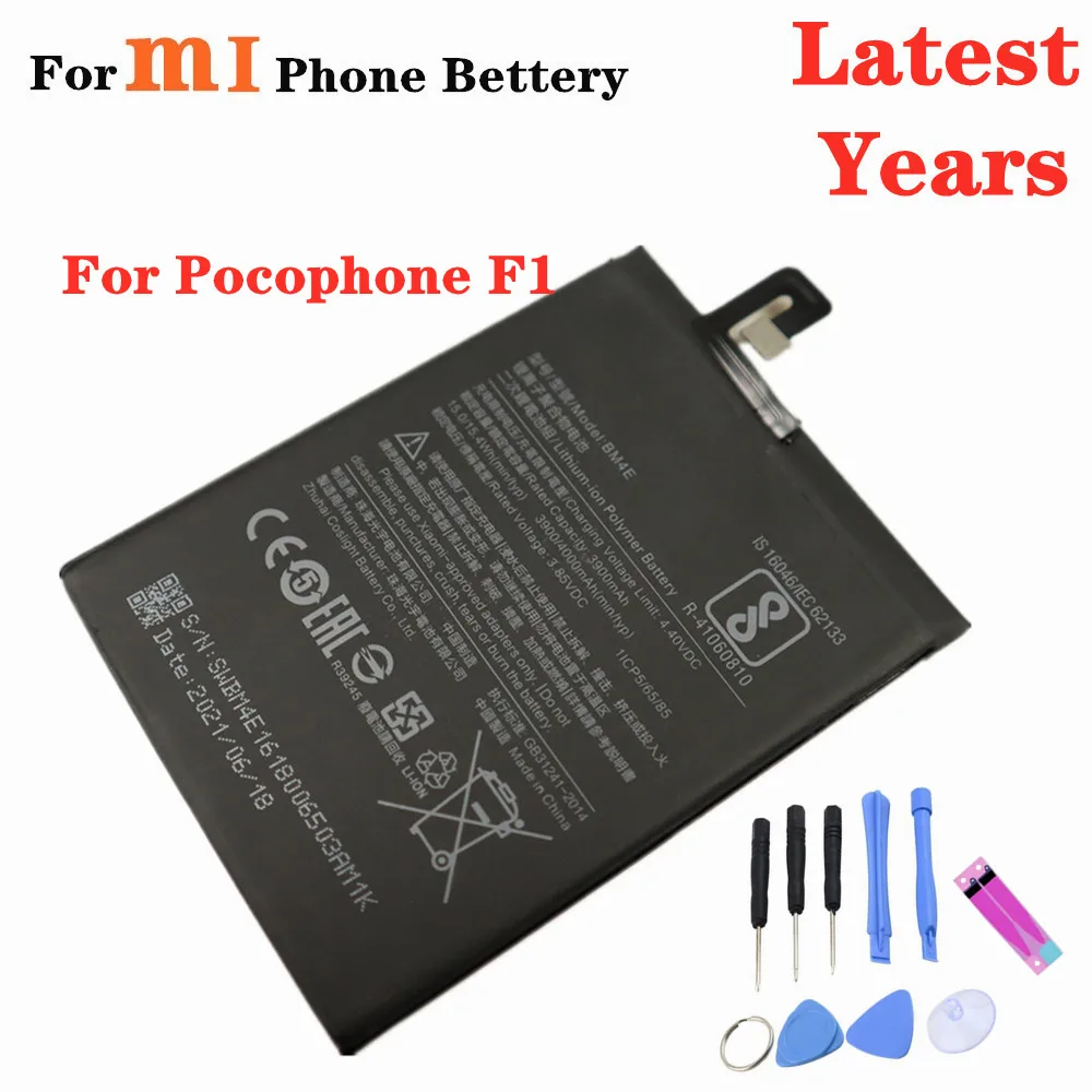 

Сменный аккумулятор BM4E для Xiaomi Mi Pocophone F1 Poco F1, 4000 мАч, батареи для телефона большой емкости + Инструменты