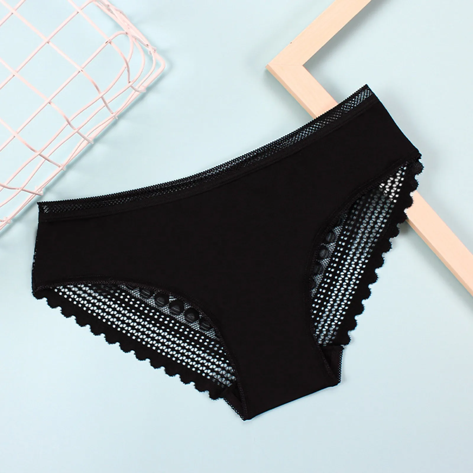 

Plus Size Women's Panties Ice Silk Seamless Underwear Sexy Lace Transparent Lingerie Ladies Briefs Sexy Low Waist Underpants Hot