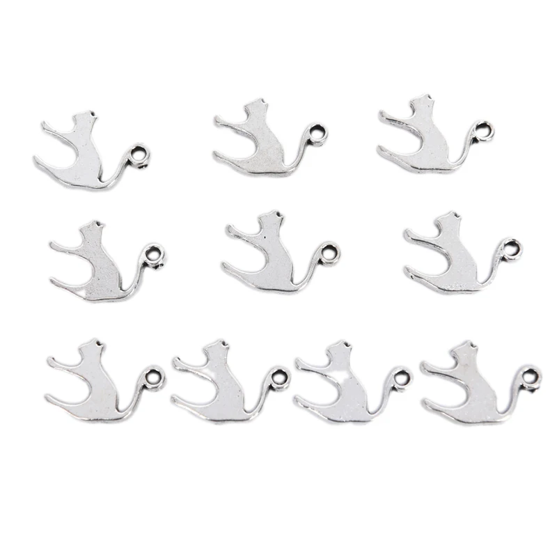 

10Pcs/Lot Lovely Jumping Cat Charms Antique Animal Cat Pendants DIY Jewelry Making Craft New
