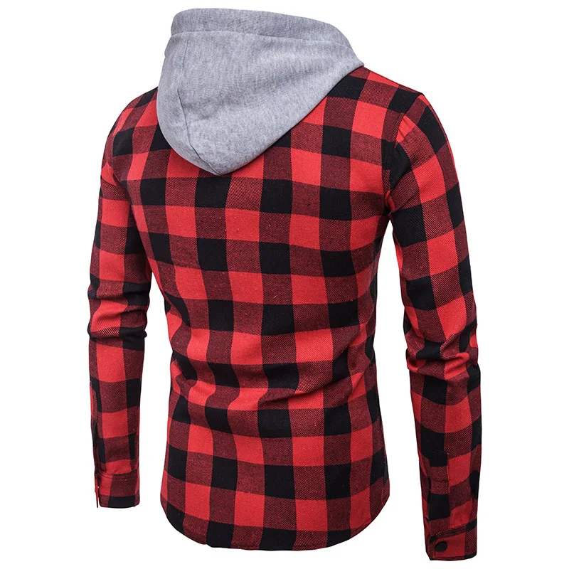

Autumn and winter new stylish lattice pocket decoration men's casual denim shirt