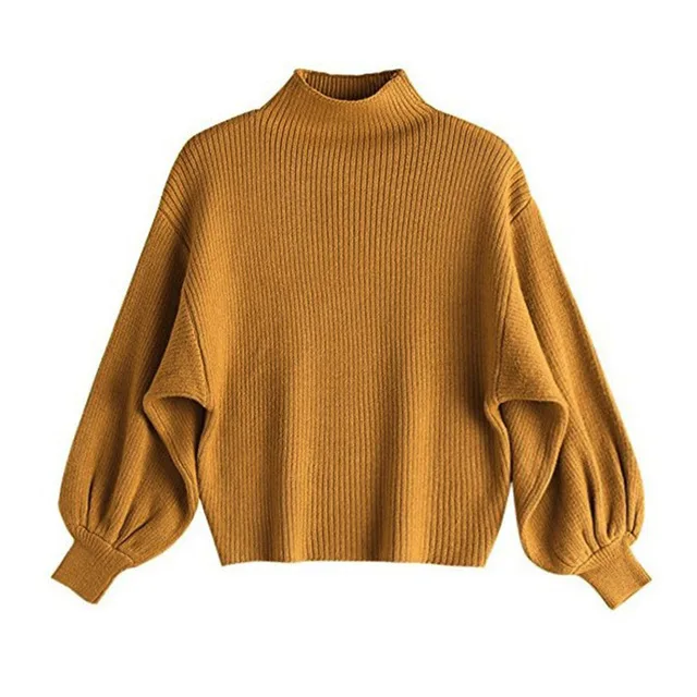 

2020 fashion autumn and winter ladies turtleneck pullover Thick Pink sweater women white loose bat sleeve Knittedwear pull femme