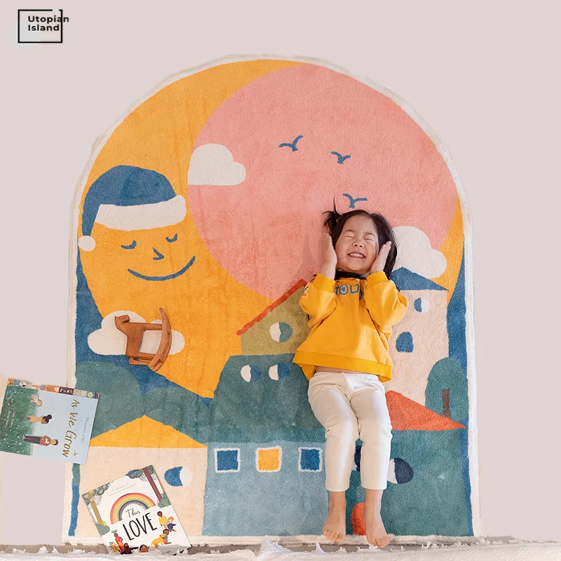 Овальный ковер для гостиной современный Пушистый Коврик детей прикроватный