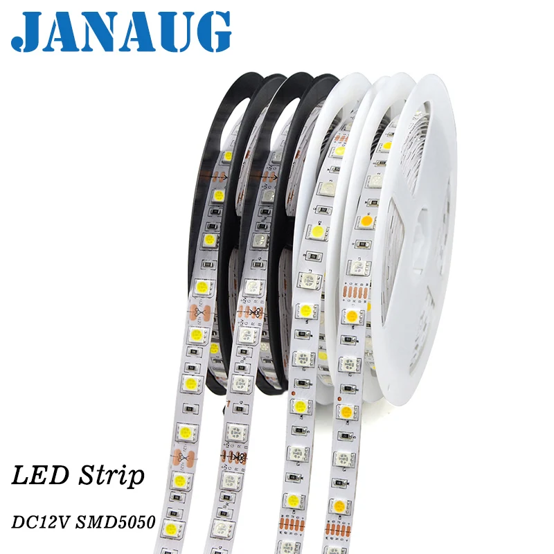 

Светодиодная ленсветильник RGB 5050 SMD 12 В постоянного тока, 60 светодиодов/м, гибкие светодиодные ленты RGB 5050 300 светодиодов 5 м, белый/теплый белы...