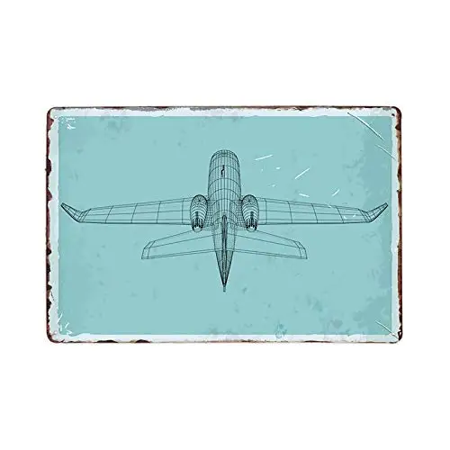 Винтажный металлический плакат с изображением самолета 8x12 дюймов | Дом и сад