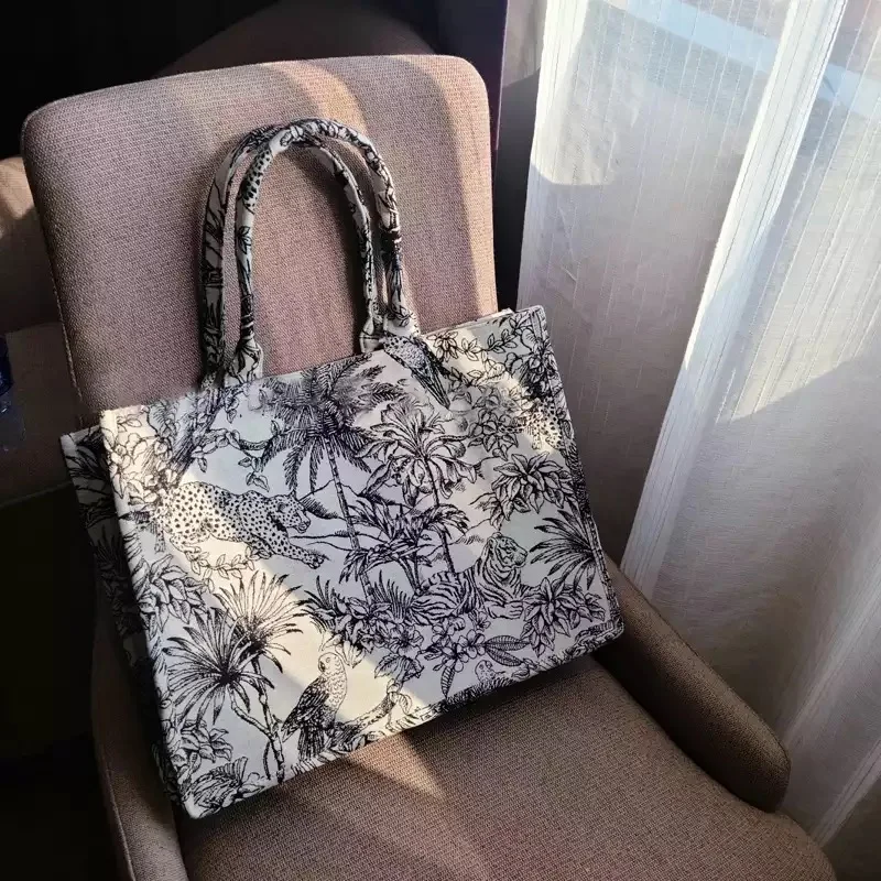 

Hot Sale Handbag for Women's Brand Designer Bag Jacquard Embroidery Female Girls Shopper Canvas Tote Shoulder Bag