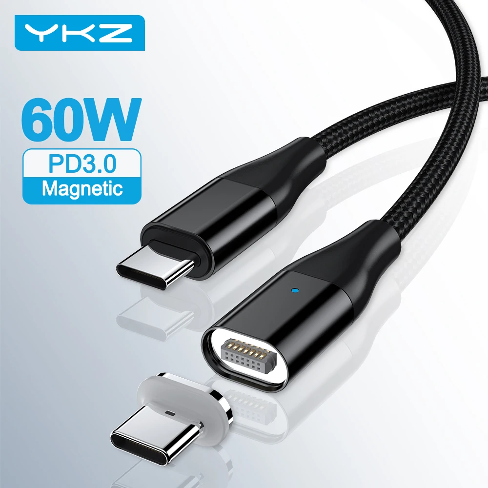 Магнитный кабель YKZ 60 Вт PD 3 0 Type C к для iPhone 12 11 pro max зарядный USB-кабель Macbook мобильный