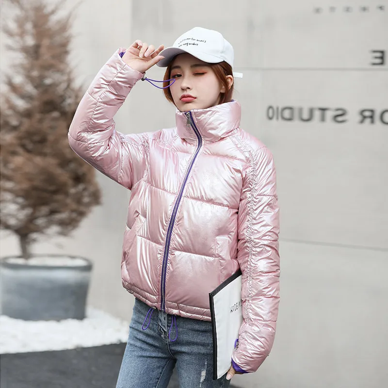 Полосатые женские короткие пальто и куртки повседневная теплая Модная зимняя