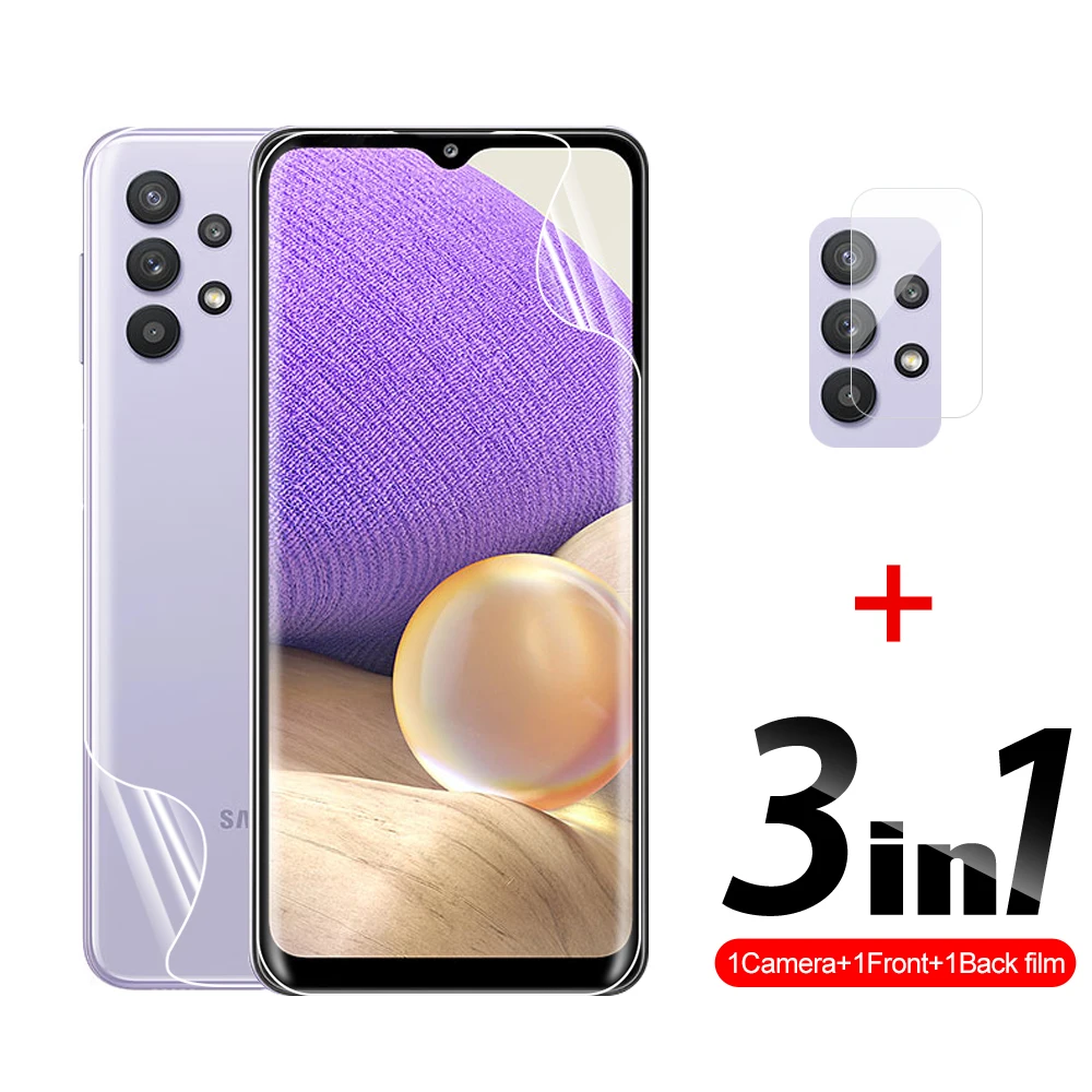 Защитная пленка 3 в 1 для переднего и заднего объектива Гидрогелевая Samsung Galaxy A32 5G